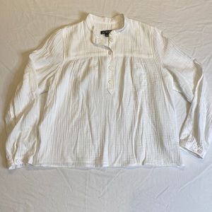 J Crew - NWOT - White Cotton/gauze Pop Over Top - Large